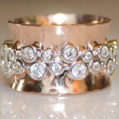 Vintage Zirconia Öv Rózsa Gyűrű