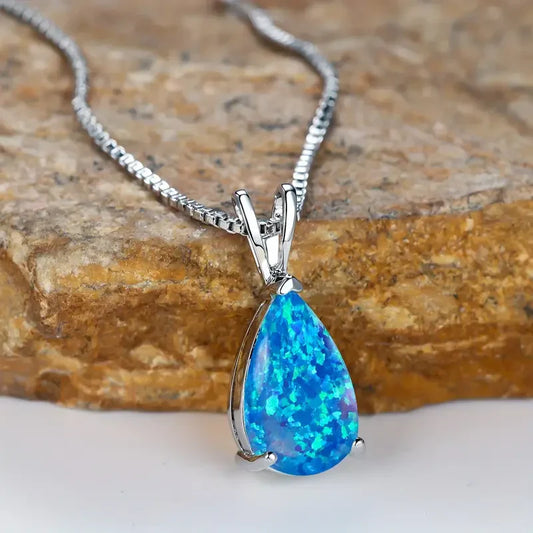 Azure Opal Teardrop Necklace